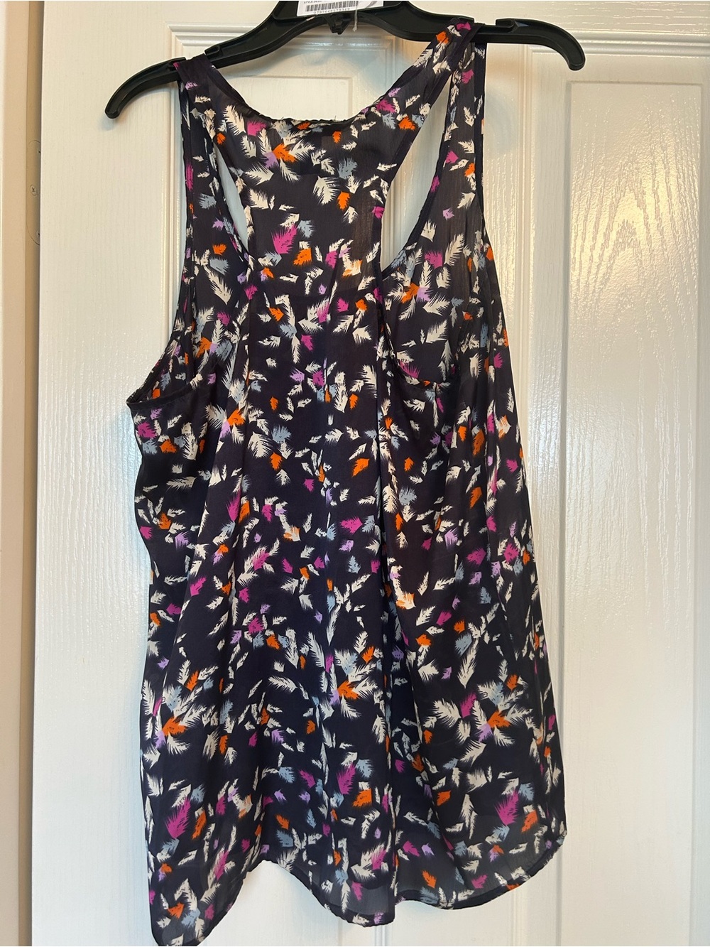 Women's Navy Printed Racerback silk Tank Top - Casual Floral Pattern
